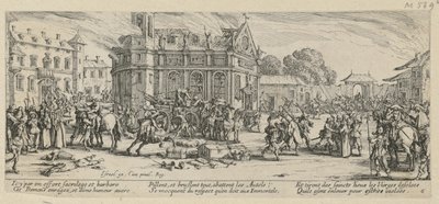 Zerstörung eines Klosters, Blatt 6 der Folge „Grauen des Krieges“ von Jacques Callot
