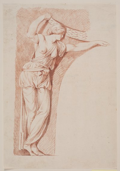 Frauenfigur in klassischer Tracht in einer Nische von Jacques Francois Joseph Saly