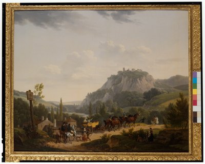 Eine Gruppe von Reisenden in einer Landschaft von Jacques Francois Joseph Swebach