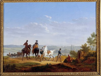 Landschaft mit Figuren und Reitern von Jacques Francois Joseph Swebach