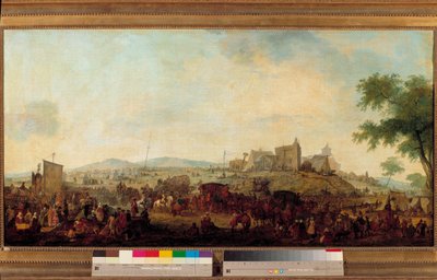 Ansicht des Manöverlagers, das unter dem Kommando des Prinzen von Condé in der Nähe von Saint Omer vom 5. August bis 25. September 1788 eingerichtet wurde. Dies ist Louis V Joseph de Bourbon-Condé (1736-1818). Gemälde von Jacques François Joseph Swebach (1 von Jacques Francois Joseph Swebach