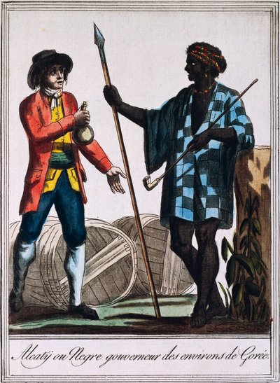 Alcaty, Stammeshäuptling von Gorée, Senegal, Stich nach einer Zeichnung von Labrousse, aus Encyclopedie des Voyages, von Jacques Grasset de Saint-Sauveur von Jacques Grasset de Saint Sauveur