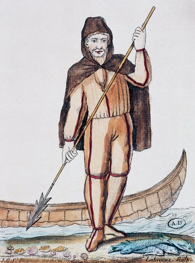 Fischerkostüm, Farbgravur nach einer Zeichnung von Labrousse, aus Encyclopedie des Voyages, von Jacques Grasset de Saint-Sauveur von Jacques Grasset de Saint Sauveur