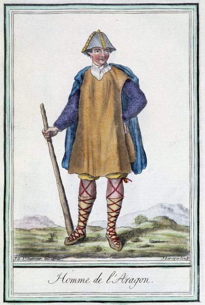 Mann aus Aragon (Spanien) - in „Enzyklopädie der Reisen“ von Grasset St Sauveur, ed. 1796 von Jacques Grasset de Saint Sauveur