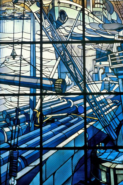 Nancy (Abteilung 54), Jugendstil, Glasfenster von Jacques Gruber (1870-1936), am Sitz von Pont a Mousson, av. de la liberation von Jacques Gruber