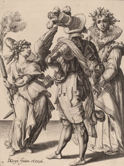 Ein blind gefesselter Amor hält eine Fackel vor ein Paar, zugeschrieben Zacharias Dolendo, 1595-6 (Gravur auf Büttenpapier) von Jacques II de Gheyn