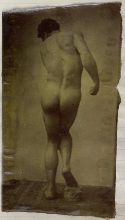Studie eines männlichen Aktmodells, stehend und von hinten gesehen, im Atelier von Jacques de Lalaing von Jacques Lalaing (attributed to)