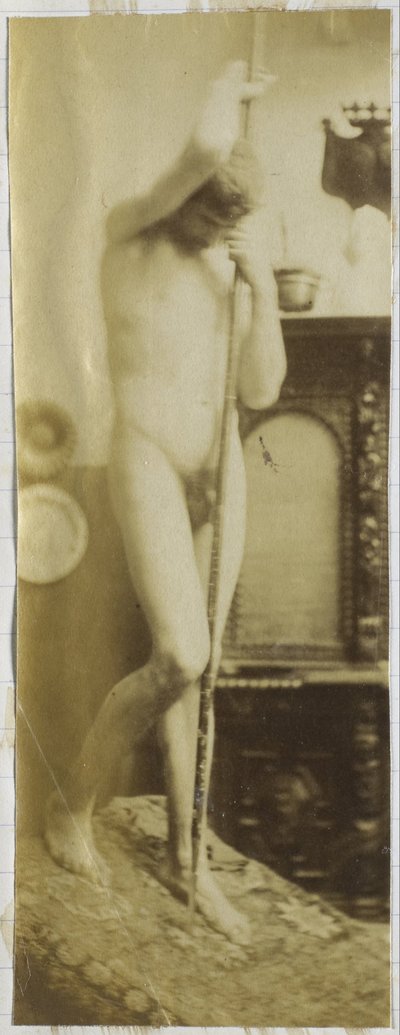 Studie eines männlichen Aktmodells, stehend, im Atelier von Jacques de Lalaing von Jacques Lalaing (attributed to)