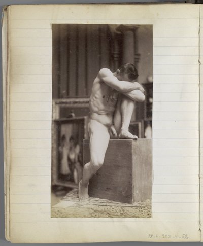Studie eines sitzenden männlichen Aktmodells im Atelier von Jacques de Lalaing von Jacques Lalaing (attributed to)