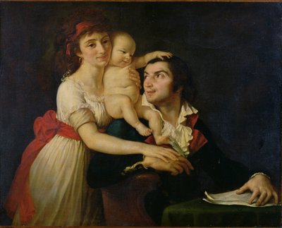 Camille Desmoulins (1760-94) seine Frau Lucile (1771-94) und ihr Sohn Horace-Camille (1792-1825) um 1792 von Jacques Louis (workshop of) David