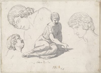 Würfelspieler und andere Studien nach antiken Skulpturen von Jacques Louis David
