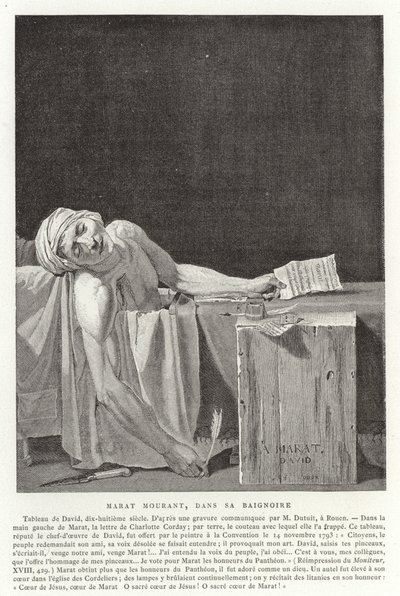 Der Tod von Marat, 1793 von Jacques Louis David