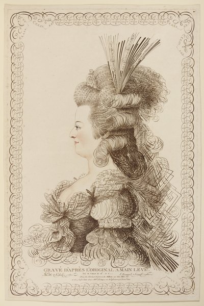 Kalligraphisches Porträt von Marie Antoinette, 1787 von Jacques Louis Petit