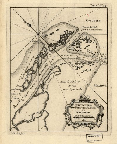 Mündungen des Flusses St. Louis oder Mississippi. 1763. LOC 74693011 von Jacques Nicolas Bellin