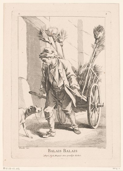 Straßenverkäufer mit Besen (Balais Balais) (Cris de Paris) (Straatverkopers van Parijs) von Jacques Philippe Le Bas