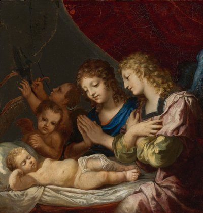 Engel, die den schlafenden Christus anbeten von Jacques Stella