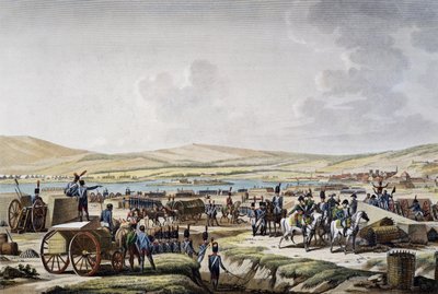 Napoleon besucht die Belagerungswerke in Danzig unter der Leitung von Marschall Lefebvre (9. Mai 1807), Gravur von Francois Jacques Dequevauviller, Zeichnung von Jacques Francois Joseph Swebach-Desfontaines von Jacques Swebach Desfontaines