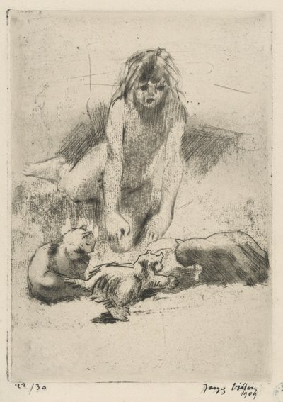 Minne und die trinkenden Katzen, aus der Suite Le bain de Minne von Jacques Villon