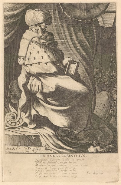 Periander Corinthius, Nr. 7 aus der Serie Die sieben Weisen von Griechenland von Jacques de Gheyn III