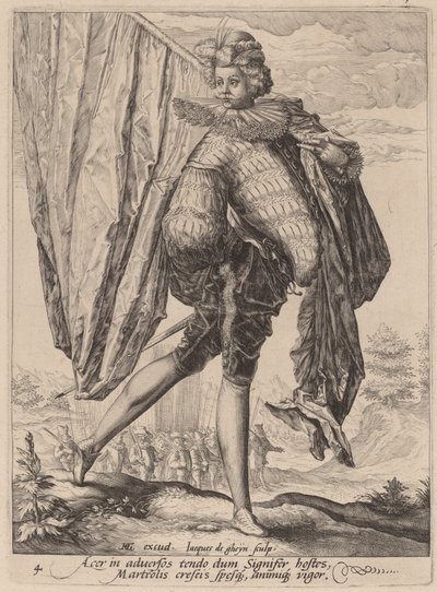 Soldat bewaffnet mit Breitschwert und Schild von Jacques de Gheyn II after Hendrik Goltzius