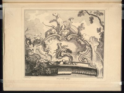 Entwurf für eine Kartusche mit Flusskrebs (Horizontal) von Jacques de Lajoüe