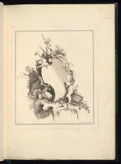 Entwurf für eine Kartusche mit pastoralen Motiven von Jacques de Lajoüe
