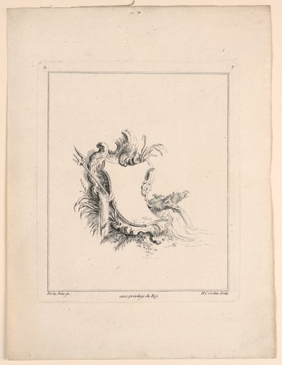 Wappenschild, aus "Recueil Nouveau de Differens Cartouche" von Jacques de Lajoüe