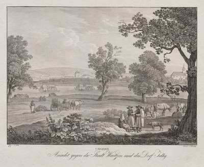 Ungarn, Ansicht gegen die Stadt Vác und das Dorf Telki von Jakob Alt