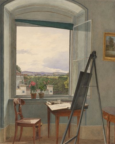 Blick aus dem Atelier des Künstlers in Alservorstadt Richtung Dornbach, 1836 von Jakob Alt