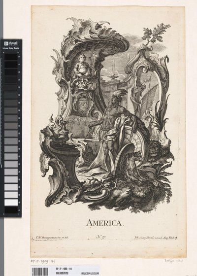 Rokoko mit der Personifikation des Kontinents Amerika (Die vier Kontinente) von Jakob Gottlieb Thelott