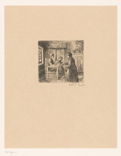 Interieur mit drei Menschen von Jakob Smits (signed by artist)