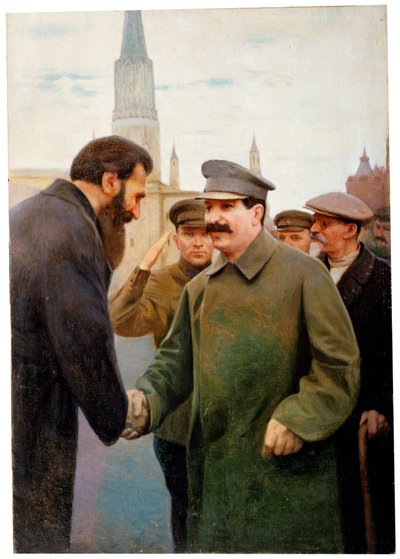 Josef Stalin und der Geophysiker Otto Y. Schmidt, 1930er Jahre von Jakov Kalinichenko