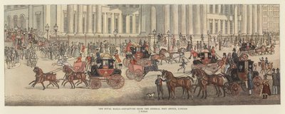Die königliche Post - Abfahrt vom General Post Office, London (Farblithografie) von James (after) Pollard