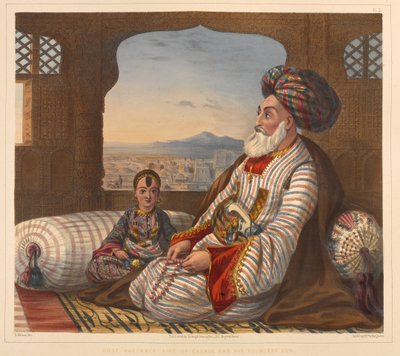 Dost Mahommed König von Kabul und sein jüngster Sohn von James (after) Rattray