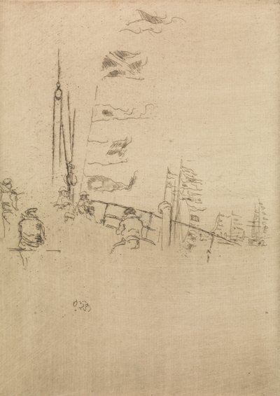 Flaggen, aus einer Serie von zwölf Radierungen mit dem Titel Die Marineparade, 1887 von James Abbott McNeill Whistler