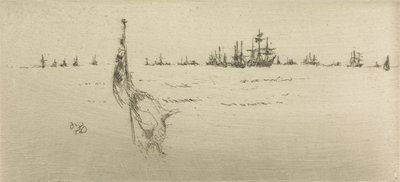 Flagge dippen, aus einer Serie von zwölf Radierungen mit dem Titel Die Marineparade, 1887 von James Abbott McNeill Whistler