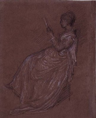 Sitzende Dame beim Lesen, Studie für Mrs. Layland (Pastellkreide auf Papier) von James Abbott McNeill Whistler