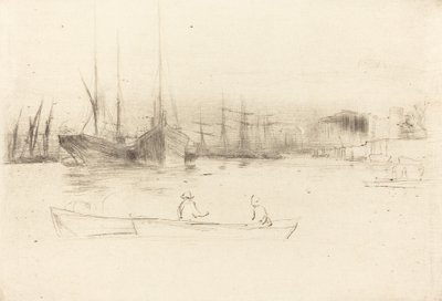 Dampfschiffe vor dem Turm, 1875 von James Abbott McNeill Whistler