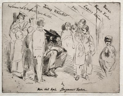 Zwölf Radierungen aus der Natur: Titelseite - Delauney beim Skizzieren, 1858 von James Abbott McNeill Whistler