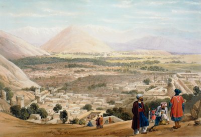 Kabul von der Zitadelle, zeigt die alte ummauerte Stadt, Erster Anglo-Afghanischer Krieg 1838-1842 von James Atkinson