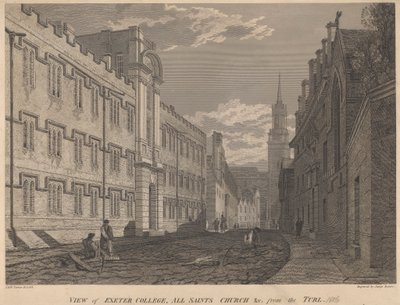 Ansicht des Exeter College, All Saints Church, vom Turl von James Basire