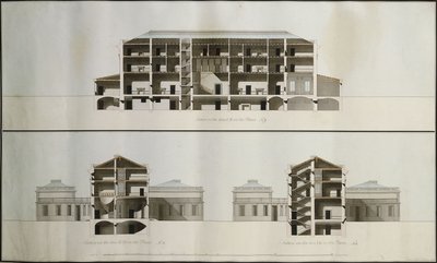 Entwürfe für ein neoklassizistisches Haus für Lord Charleville: Drei Abschnitte von James Byres