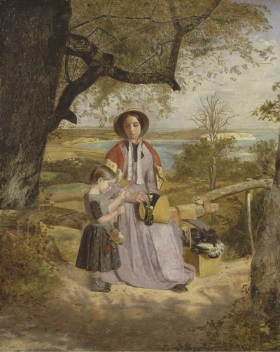 Mutter und Kind an einem Stil, mit Culver Cliff, Isle of Wight, in der Ferne von James Collinson