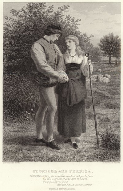 Florizel und Perdita, Winters Märchen, Akt IV, Szene III von James Dawson Watson