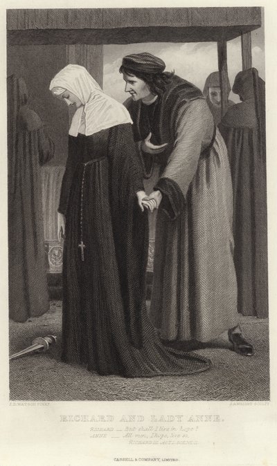 Richard und Lady Anne, Richard III, Akt I, Szene II von James Dawson Watson