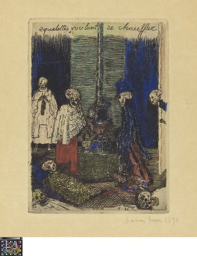 Skelette, die sich wärmen wollen von James Ensor