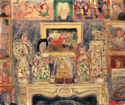 Innenraum mit drei Porträts von James Ensor