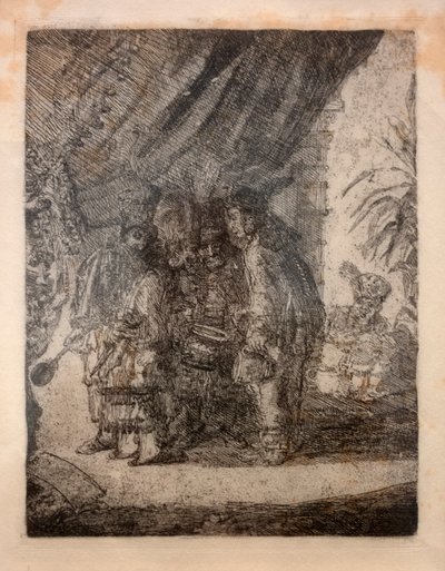 Iston, Pouffamatus, Cracozie und Transmouffe, berühmte persische Ärzte, untersuchen den Stuhl von Darius nach der Schlacht von Arabela von James Ensor