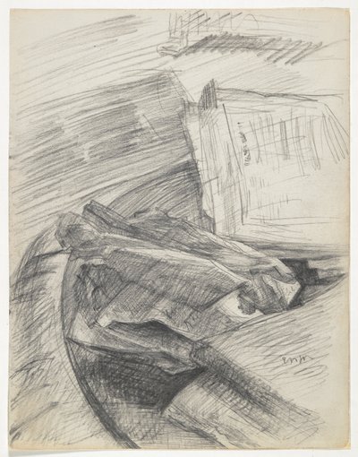 Papiere und Bücher auf einem Tisch angeordnet von James Ensor