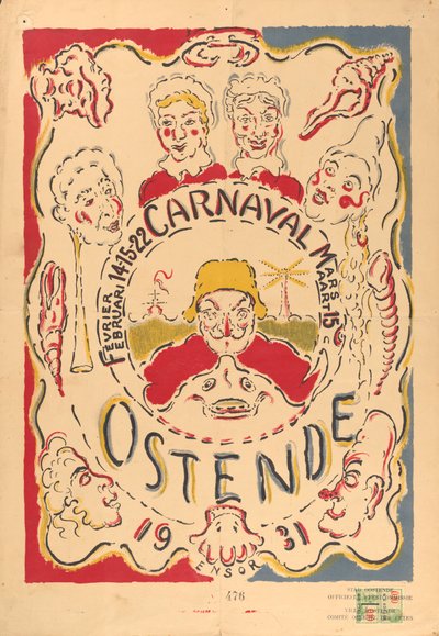 Plakat für den Karneval in Ostende von James Ensor